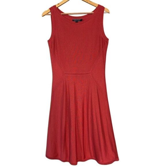 Peruvian Connection Pima Cotton Knit Fit and Flare Dress Orange Women's Medium - Picture 1 of 8